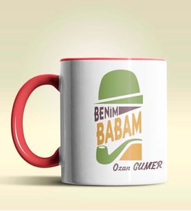 Kişiye Özel Benim Babam Tasarımlı Siyah Kupa Bardak (Kırmızı)