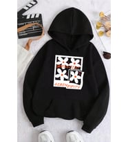 Iridescent Serendipity Baskılı Oversize Sweatshirt (Siyah)