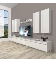 Decoraktiv Eko 8d Mdf Krom Ayaklı Tv Ünitesi Tv Sehpası (Beyaz)