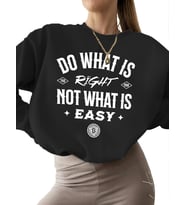 unisex Bej Sweatshirt bisiklet yaka 3 iplik şardonlu Doğru olanı yap Baskılı erkek kalın kadın (Siyah)