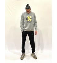 Erkek Bisiklet Yaka Rahat Kalıp 3 iplik Kalın N Baskılı  Sweatshirt SPR24SW25 ( Gri-Melanj)