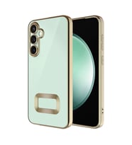 Samsung Galaxy A16 Kılıf Logo Yeri Açık Kamera Lens Korumalı Renkli Kenarlı Şeffaf Silikon (Gold)