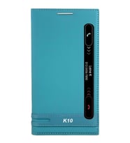 LG K10 Kılıf Pencereli Elite Kapaklı Kılıf (Turkuaz)