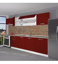 Decoraktiv Ekol 280 MDF Hazır Mutfak Dolabı - Tezgah Dahil - Parlak Beyaz (Bordo)