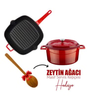 Lava Döküm Trendy 4 Parça Tencere Tava Seti (Kırmızı)