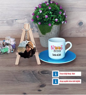 Biyoloji Öğretmeni Türk Kahvesi Fincanı Ahşap Altlıklı ve Fotoğraflı Ahşap Anahtarlık Hediye (Model 5)