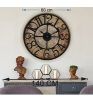 Markakanvas Altın(GOLD) Renk Metal Kasalı Eski Dünya Haritalı Duvar Saati (Çap 50 cm - 80 cm ) (Siyah)