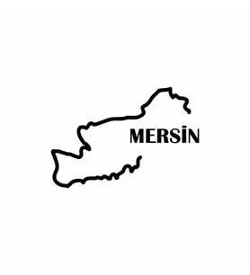Mersin Harita Araba Sticker siyah 17x12 CM (Siyah)