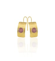 Kadir Jewellery 22 Ayar Altın Kaplama Kadın Minimal Küpe -El İşçiliği Ve Hipoalerjenik Küpe (Pembe)
