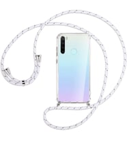 Xiaomi Redmi Note 8 Kılıf Boyun Omuz Askılı iPli Anti Şok Köşe Korumalı Şeffaf Silikon (Beyaz)