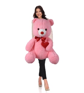 80 cm Kalp Tutan, Oturan Sevimli Peluş Ayı - Sevgiliye Özel HEDİYE (Pembe)