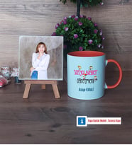 Sosyal Bilgiler Öğretmeni Fotoğraflı Dekoratif Taş, Kupa Bardak Beyaz Hediye (Model 13)