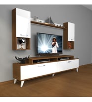 Decoraktiv Ekoflex 5da Mdf Retro Tv Ünitesi Tv Sehpası (Beyaz - Kahverengi)
