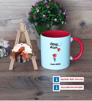 Ütopyalar Güzeldir Kupa Bardak Beyaz ve Fotoğraflı Ahşap Anahtarlık Hediye (Model 2)