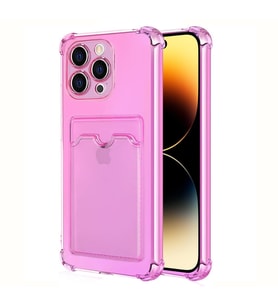 Microsonic Apple iPhone 15 Pro Card Slot Shock Kılıf Füme (Pembe)