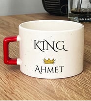 Kişiye Özel King Hediye Lüks Fincan Sevgiliye Hediye (Kırmızı)