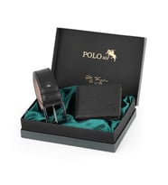 Polo Air Logolu Klasik Erkek Cüzdan Kemer Set M-17 (Siyah)