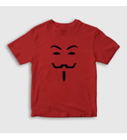 Presmono Unisex Çocuk Beyaz Mask Film V For Vendetta T-Shirt 256000tt (Kırmızı)