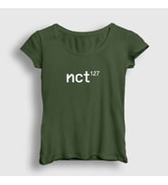Presmono Kadın Sarı Logo K-Pop Nct 127 T-Shirt 275710tt (Haki)
