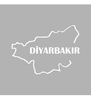 Diyarbakır Harita Araba Sticker siyah 17x13 CM (Beyaz)
