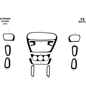 Meriç® Citroen Elysee Ön Torpido Kaplama Maun 12 Parça 2012-› (Piano Black)