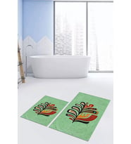 EVDEYA Baskılı Yıkanabilir Renkli Yaprak Desen İkili Banyo Halısı Klozet Takımı, KLOZET-27-GRİ, (Yeşil)