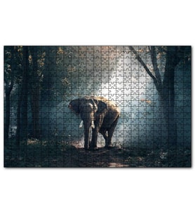 Cakapuzzle Orman Güneş Işınları ve Fil  Puzzle Yapboz MDF (Ahşap) (255 Parça)