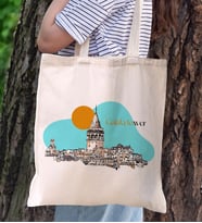BK Gift İstanbul Tasarımlı Kanvas Bez Çanta, Baskılı Omuz Çantası, Alışveriş Çantası, Plaj Çantası, Arkadaşa Hediye (Model 11)