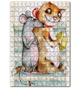 Cakapuzzle Kediyle Farenin Kıskandıran Dostluğu Puzzle Yapboz MDF (Ahşap) (500 Parça)