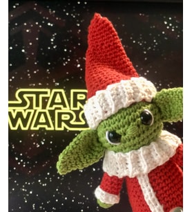Yılbaşı Baby Yoda El Yapımı Figür Oyuncak (Kırmızı)