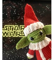 Yılbaşı Baby Yoda El Yapımı Figür Oyuncak (Kırmızı)