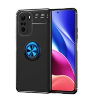 Xiaomi Poco F3 Kılıf Yüzüklü Magnetli Ravel Case (Siyah-Mavi)