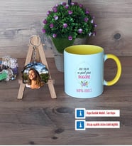 Doğum Günü Hediyesi Kupa Bardak Beyaz ve Fotoğraflı Ahşap Anahtarlık Hediye (Model 7)