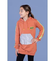 Toontoy Kız Çocuk Kanguru Cepli Reflektör Detaylı Sweatshirt (Kiremit)