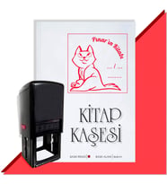 Kişiye Özel  Beyaz Kedi 2 Tarihli Kitap Kaşesi (Kırmızı)