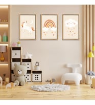3'lü Ahşap Lamine Çerçeveli Mdf Bebek Odası Unicorn Tablo Seti (Ahşap)