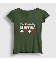 Presmono Kadın Sarı Probably Bluffing Poker T-Shirt 362161tt (Haki)