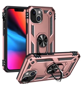 Uyumlu Model Apple iPhone 13 Kılıf Yüzüklü Zırh Tank Vega (Rose)