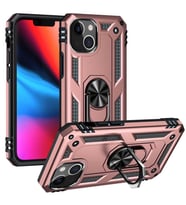 Uyumlu Model Apple iPhone 13 Kılıf Yüzüklü Zırh Tank Vega (Rose)