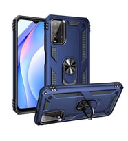 Xiaomi Redmi Note 9 4G Kılıf Zore Vega Yüzüklü Standlı Zırh Kılıf (Mavi)