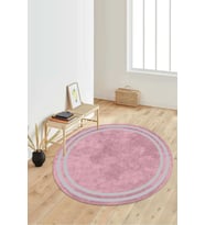 Dijital Baskılı Kaymaz Taban Yıkanabilir Yuvarlak Salon Halısı Koridor Halısı Paspas NDY-SD-299 (Pembe)