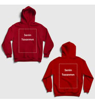 Presmono Unisex Gri Kendin Tasarla Kişiye Özel Sırt Baskılı Kapüşonlu Sweatshirt 519248tt (Kırmızı)