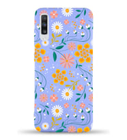 PrinfiFy Samsung Galaxy A70 Uyumlu Lansman Kılıf Çiçek Tasarımlı İçi Kadife Kapak (Lila)