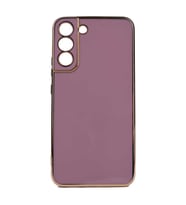 Galaxy S22 Plus Kılıf Zore Bark Kenarları Altın Renk Kılıf (Mor)