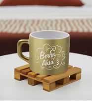 BK Gift Kişiye Özel İsimli Renkli Middle Çay & Kahve Fincanı-6(14 Renk Seçeneği), Arkadaşa Hediye, Sevgiliye Hediye, Doğum Günü Hediyesi (Gold)