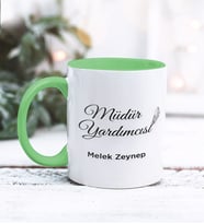 Müdür Yardımcısı Tasarımlı Kişiye Özel Kupa Bardak (Yeşil)