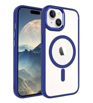 Apple iPhone 15 Plus Kılıf Wireless Şarj Özellikli Krom Magsafe Silikon Kılıf (Lacivert)