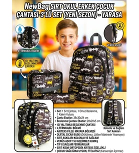 NewBag ERKEK SIRT OKUL ÇANTASI-3'LÜ SET (YENİ SEZON) (Siyah)