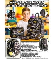 NewBag ERKEK SIRT OKUL ÇANTASI-3'LÜ SET  (YENİ SEZON) (Siyah)