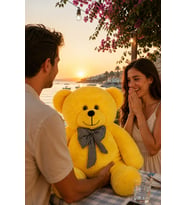Özgüner 80 - 90 cm Rengarenk Papyonlu Ayıcık %100 yerli (Sarı)